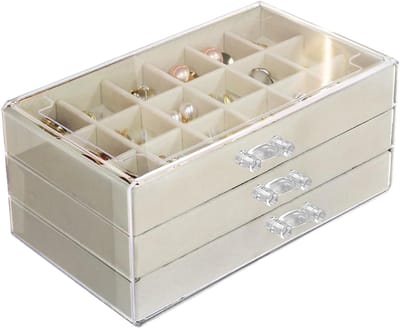 Kristallen Vitrine - Opbergdoos Verzamelingen - Schatten Presenteren - 54 Vakken Drie Niveaus - 30 x 20 x 17 cm