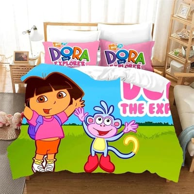 3D Print D-Dora Cartoon Ontdekkingsreiziger Beddengoed Set Dekbedovertrek Bedset Dekbedovertrek Kussensloop Dekbed King Queen Size Jongens Volwassene 173x218cm 3pcs