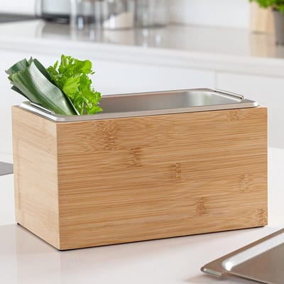 PromoHome Organische Compostbak - 4,5L Inhoud, Vaatwasbestendig, Duurzaam en Houten Design