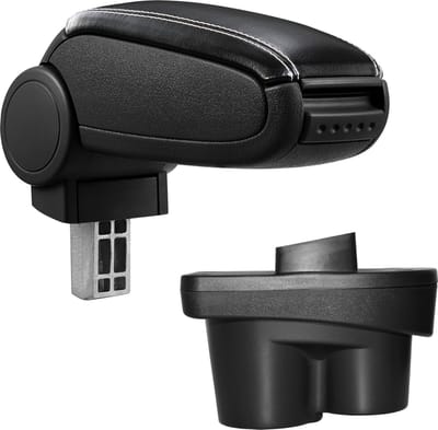 Armsteun-Opel Corsa E-11-2014-kunstleer-zwart+wit stiksel