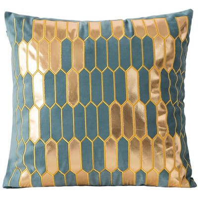 Housse de coussin 45x45cm Velours Hollandais Brodé Doré Cojine Motif Géométrique Abstrait Housse de Coussin Jeté pour Canapé Housse de Coussin de Tête de Lit 45x45cm
