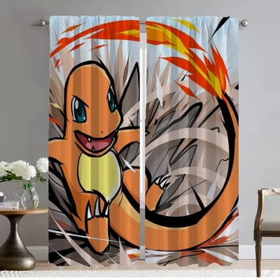 Pokémones Home Interior Gordijnen 2 Stuks Verduisteringsgordijn voor Kamer 2 Panelen Tule voor Slaapkamer Scheidingswanden Woonkamer Keuken W50xH70cmx2pcs-CL