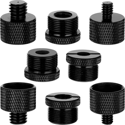 Famanu 8 Stuks Mic Stand Adapter, 5/8 Vrouwelijk naar 3/8 Mannelijk 3/8 Vrouwelijk naar 5/8 Mannelijk 5/8 Vrouwelijk naar 1/4 Mannelijk 1/4 Vrouwelijk naar 5/8 Mannelijke Schroefdraad voor Microfoon