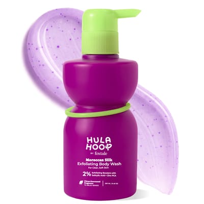 Hula Hoop Exfoliërende Douchegel van Foxtale | 2% Salicylzuur + Zink PCA | Vermindert Lichaamsacne, Aardbeienbenen & Zonnebrand | Exfolieert & Hydrateert om Rev pink