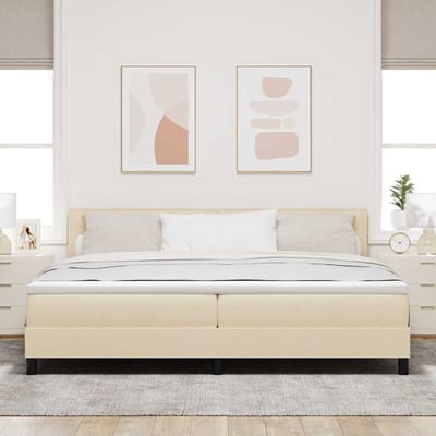 vidaXL - Boxspring - bed - met - hoofdeinde - Crème - 200 - x - 200 - cm - Stof
