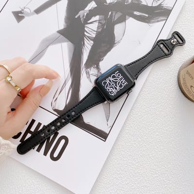 Fungus - Smartwatch bandje - Geschikt voor Apple Watch 38 / 40 / 41 mm - Series 1 2 3 4 5 6 7 8 9 SE iWatch - PU leer - Vlinder - Zwart