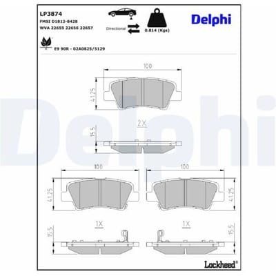 Remblokset, schijfrem DELPHI LP3874