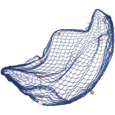 Decoratief Visnet Katoen Wandhanger Visnet Decor met Schelpen voor Foto Display Frame Verjaardag Strand Zee blauw