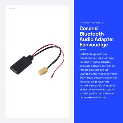 Dailygoods - Bluetooth Audio Adapter - Eenvoudige Installatie - Plug and Play - Geschikt voor Alfa Romeo 159 en Fiat Grande Punto