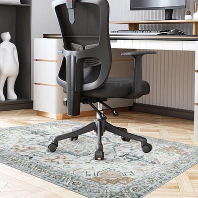 Dailygoods- Bureaustoelmat Vintage - Antislip Vloerbeschermer - 90 x 120 cm - Rubber Onderkant - Harde Vloer - Verfijnde Decoratie