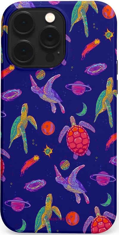 Casetastic Hoesje Geschikt voor Apple iPhone 14 Pro Max Magsafe - Stijlvolle Beschermende Duo-layer Case - Kosmische schildpad