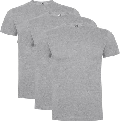 3 Pack Roly Dogo Premium Heren T-Shirt 100% katoen Ronde hals Licht Grijs gemeleerd Maat S