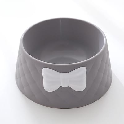 Bol pour animal de compagnie Couleur Macaron Nouveau Style Motif Ruban Diamant Bol pour Chat Approfondi Anti-fuite Nourriture pour Chien 18*15.5*8 cm gray