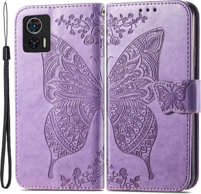 Coverup Hoesje - Geschikt voor Motorola Edge 30 Neo Hoesje - Coverup Vlinder Book Case - Paars
