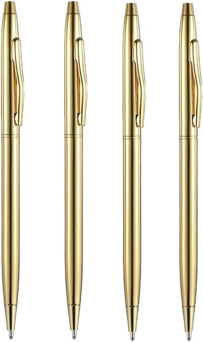 Set van 4 Slimme Metalen Balpennen met Blauw Inkt voor Kantoor, Studenten en Cadeaus (0.5mm)