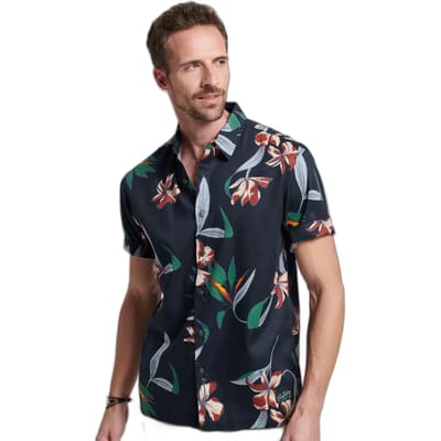 Superdry Vintage Hawaiian S/S Shirt Heren T-shirt - Donkerblauw - Maat L