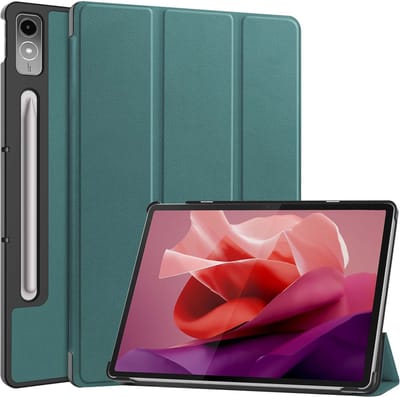 Hoesje Geschikt voor Lenovo Tab P12 - Dun & Stevig - Trifold Bookcase - Hard Cover Case - Met Uitsparing Geschikt voor Lenovo Pen - Hardcover Book - Tablet Hoes - Donkergroen