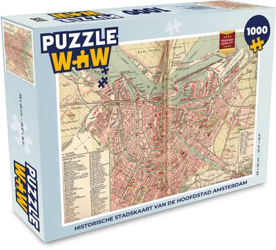 Puzzel Kaart - Amsterdam - Vintage - Legpuzzel - Puzzel 1000 stukjes volwassenen