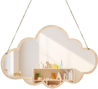 Dailygoods- Wandspiegel Lichtgewicht - Acryl Spiegel - Kinderkamer Decoratie - Wolken/Konijn Vorm - Robuust en Veilig - Afmetingen 25x38 cm / 38x25 cm - Decoratiespiegel
