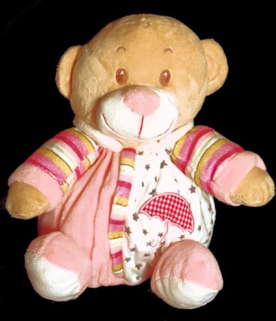 Knuffelbeer knuffel beer Denise Roze met Rammelaar 20cm