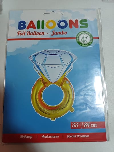 xl folieballon ring met diamant 84cm hoog!