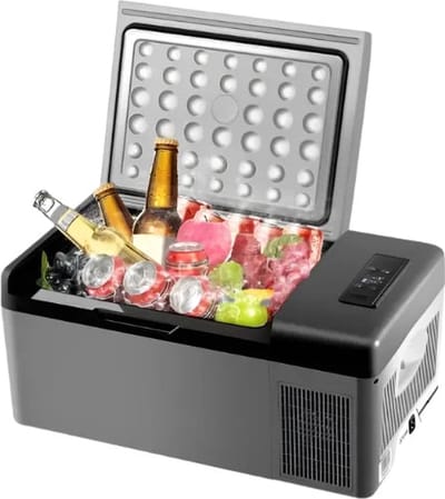 Vevor - Mini koelkast - Mini koelkast voor drankjes - Mini auto koelkast - Draagbare koelbox voor kamperen - 15L - 12V/24V DC - 110-240V AC - 45W - Grijs