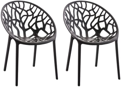 CLP Hope 2er Set stapelbare Tuinstoelen - Weerbestendig & UV-bestendig - Kunststof Stoelen met Armleuningen - Modern Design - zwart