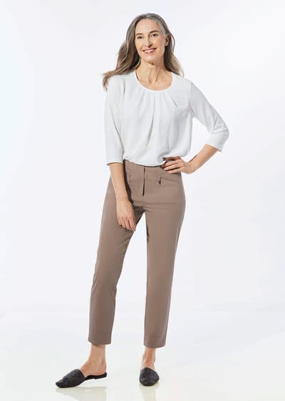 7/8-broek LOUISA van bengaline - taupe - Gr. 38 van Goldner Fashion