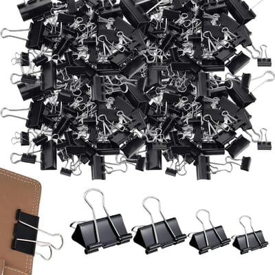 Solidchoice - 180 Stuks Metalen Foldback Klemmen in Diverse Maten