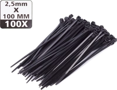 Hofftech Zwarte nylon kabelbinders - UV-bestendig - 2,5 x 100 mm - 100 stuks