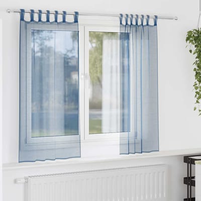 vidaXL - Gordijnen - voile - met - lussen - 2 - st - 140x140 - cm - koningsblauw