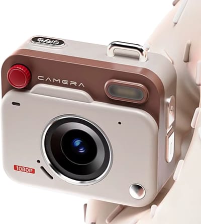 Nieuwe Mini Digitale Camera HD – Retro CCD Sleutelhanger Camera – Kleine Digitale Camera – Draagbare Duimzak Camera voor Outdoor, Reizen & Cadeau – Foto- en Video Recorder (Geen TF-kaart)-BEIGE