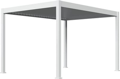 Orion Deluxe elektrische overkapping met LED - 300 x 400 cm - wit - Elektrisch lamellen dak en Luxe uitstraling - Volledig Aluminium terrasoverkapping met LED verlichting - Perfect te gebruiken als Tuinprieel / Carport / Veranda / Pergola