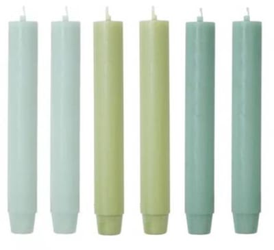 Cactula | Luxe Gekleurde Dikke Dinerkaarsen | 18 x 2.6 cm | in Trendy kleuren | 6 stuks | 14 branduren | Lichtgroen / Jeladon / Jade / Lief Groen!