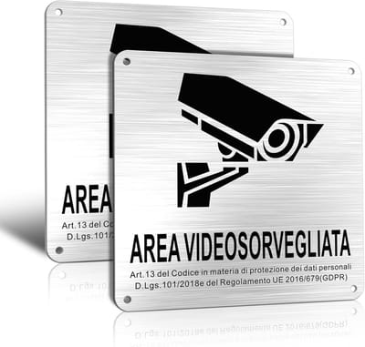 2x Camerabewaking Bord met GDPR Melding - Aluminium - Universeel Montage