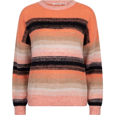 EsQualo Sweater Stripes Multi Color Maat: S | Sweaters Outlet | Dames | Oranje