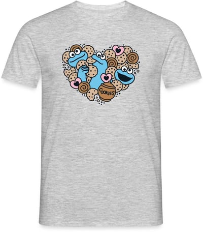 Sesamstraat Hart Met Koekiemonster T-Shirt Heren
