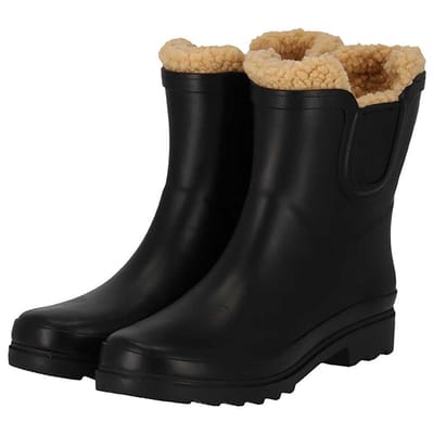 Morethansocks - Chelsea regenlaarzen dames - Fake fur voering - Zwart / 39
