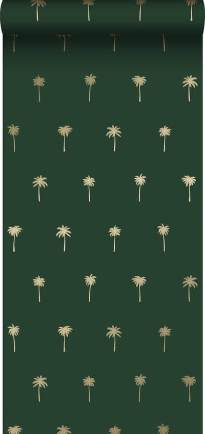 ESTAhome behang palmbomen emerald groen en goud - 53 cm x 10.05 m - 139160
