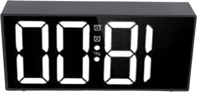 LED Spiegel Wekker - Trilwekker Dubbel Alarm - Rustig Wakker Worden - 4 Helderheidsniveaus - 7.4 Inch Scherm - Zwart