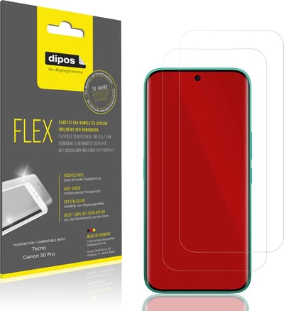 dipos – 2x Beschermfolie geschikt voor Tecno Camon 50 Pro | 3D Full Cover Screenprotector | 100% Passend