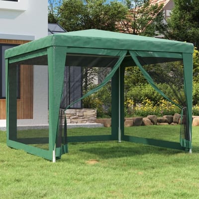 Tuinpaviljoen Partytent - Feesttent Outdoor - Feestelijke Evenementen - Met 4 Netstof Zijwanden - 3x3 Meter - Groen