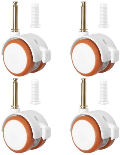 Kinderbed Wielen - Meubelwielen Zwenkwielen - Meubels Verplaatsen - Rubberen Vloerbescherming - Set van 4 - Wit