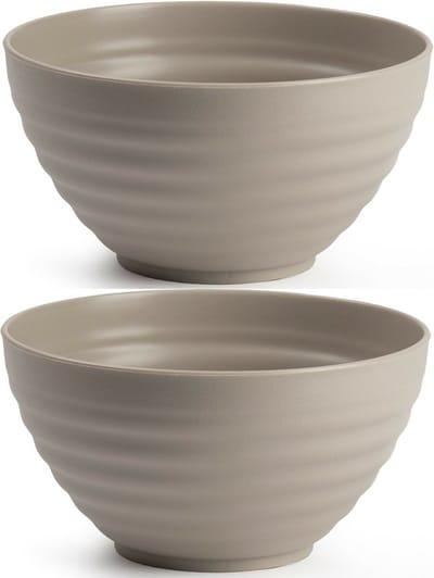 Plasticforte Kommetjes/schaaltjes - 8x - dessert/ontbijt - kunststof - D15 x 8 cm - taupe