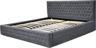 Gestoffeerd Bed Chesterfield 11 met Opbergruimte en Gecapitonneerd Hoofdbord - 140x200 cm - Grafiet (Manila 16)