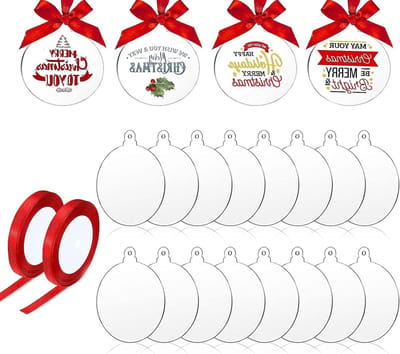 Kerstballen in transparant acryl, 50 stuks, 3-in-1 disc ornamenten voor feestdecoratie