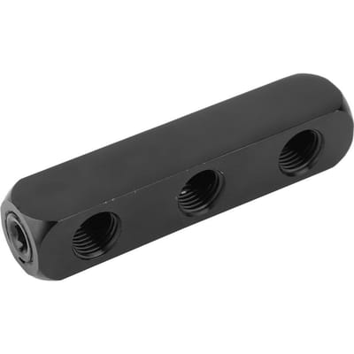 SUS304 Pneumatische Luchtslang Inline Verdeelblok Splitter 1/4 Inch BSPP Schroefdraad Zwart 4-weg