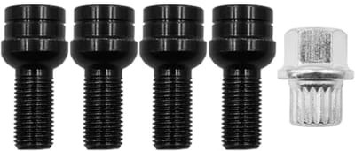 Allecto - Anti-Diefstal Wielbouten - Locking Wheel Nut Set - 4 Stuks - M14 x 1.5mm - Zwart Staal - Veiligheid - Wielbeveiliging - Auto-accessoires
