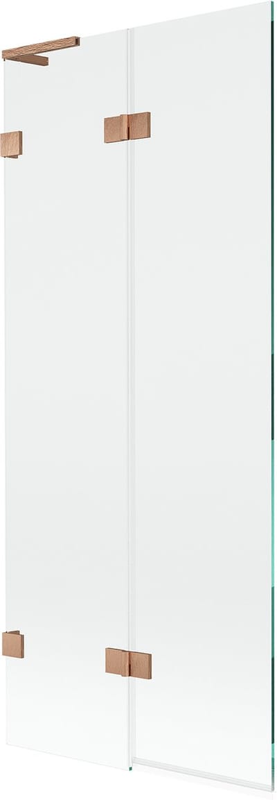 Mexen Lunar L badwand 2-delig links 80 x 150 , transparant, geborsteld koper - 897L-080-100-65-00-L