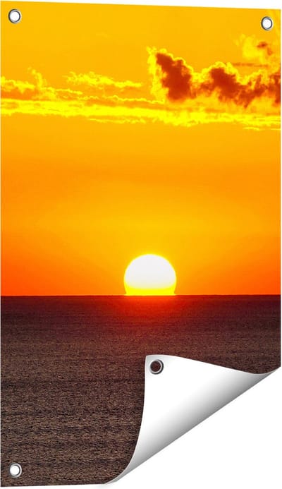 Gards Tuinposter Oranje Zonsondergang in de Oceaan - 40x60 cm - Tuindoek - Tuindecoratie - Wanddecoratie buiten - Tuinschilderij